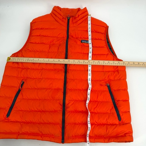 Patagonia Worn Wear Vest Mens XL Orange Down Sweater Full Zip 84622 STAINS - Picture 15 of 16